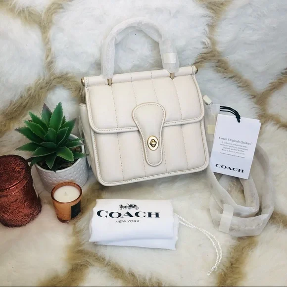 Authentic Brand New Coach Willis Top Handle 18 C3844 Quilting in Chalk Color - Picture 8 of 11